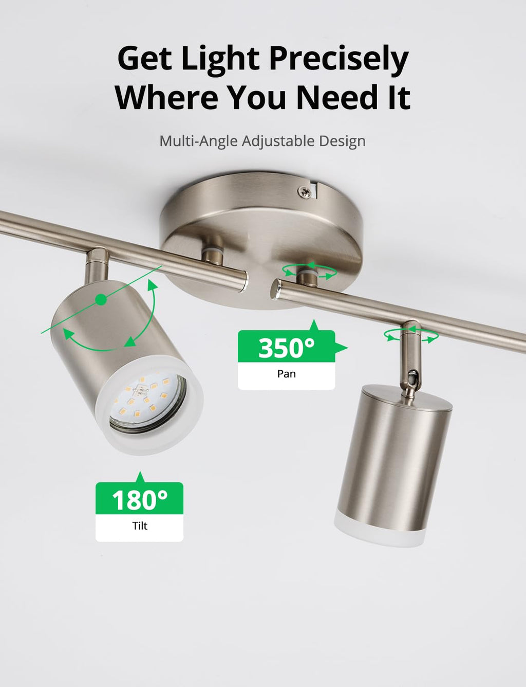 4 Light Kitchen Track Lighting Fixtures Adjustable Ceiling Light,24 Inch ETL List Nickel LED Rail Spotlight