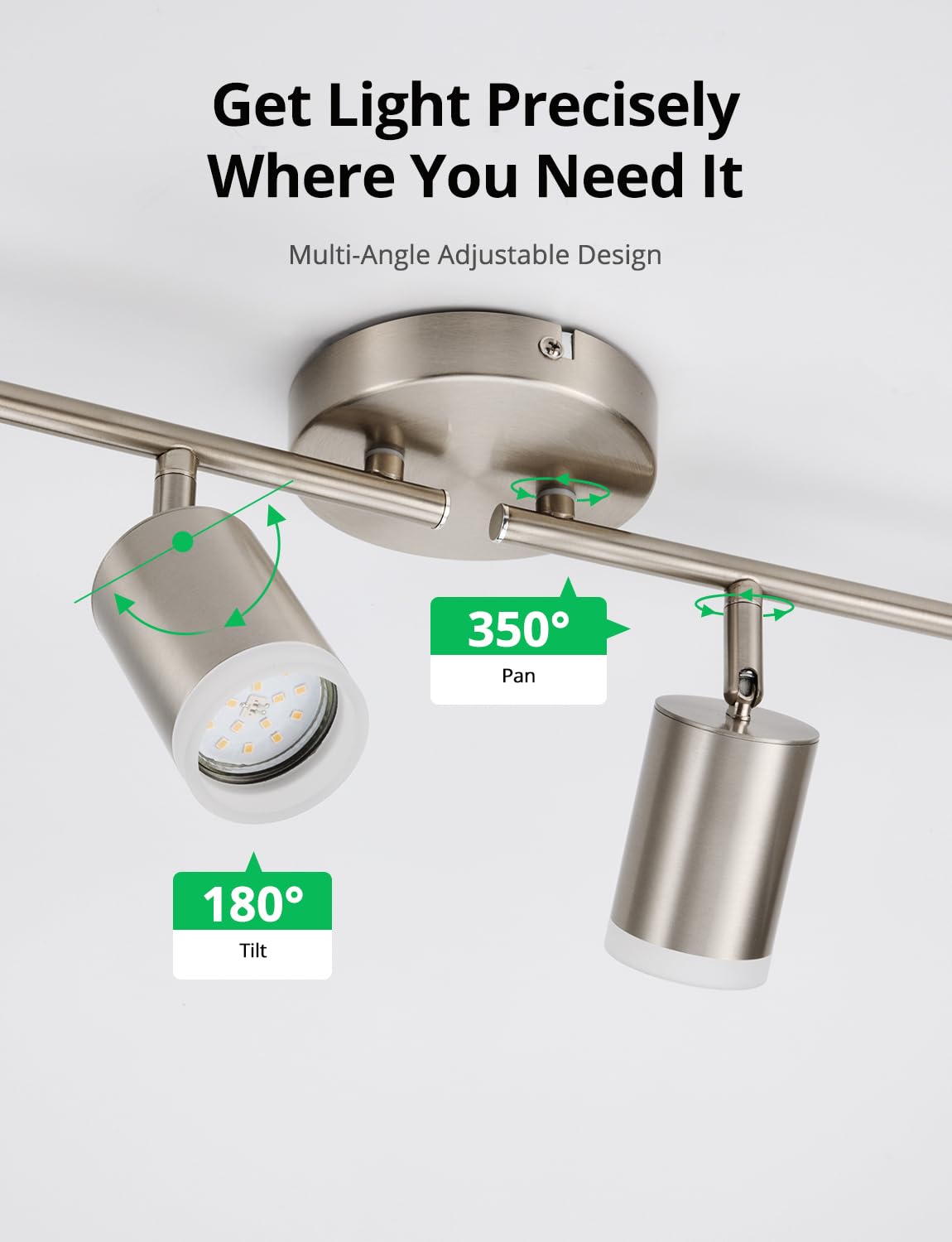 4 Light Kitchen Track Lighting Fixtures Adjustable Ceiling Light,24 Inch ETL List Nickel LED Rail Spotlight