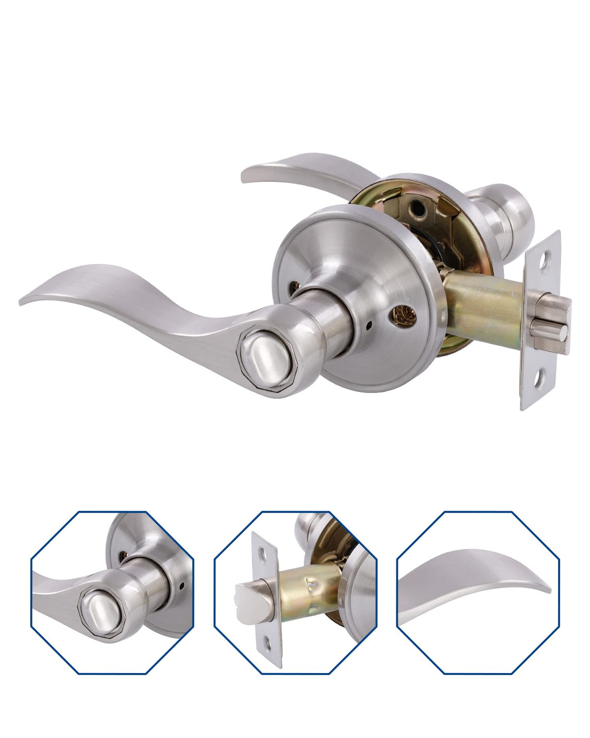 2 Pack Door Levers Interior Keyed Difference Entry Front/Bedroom Door Handles for Left and Right Opened Door with