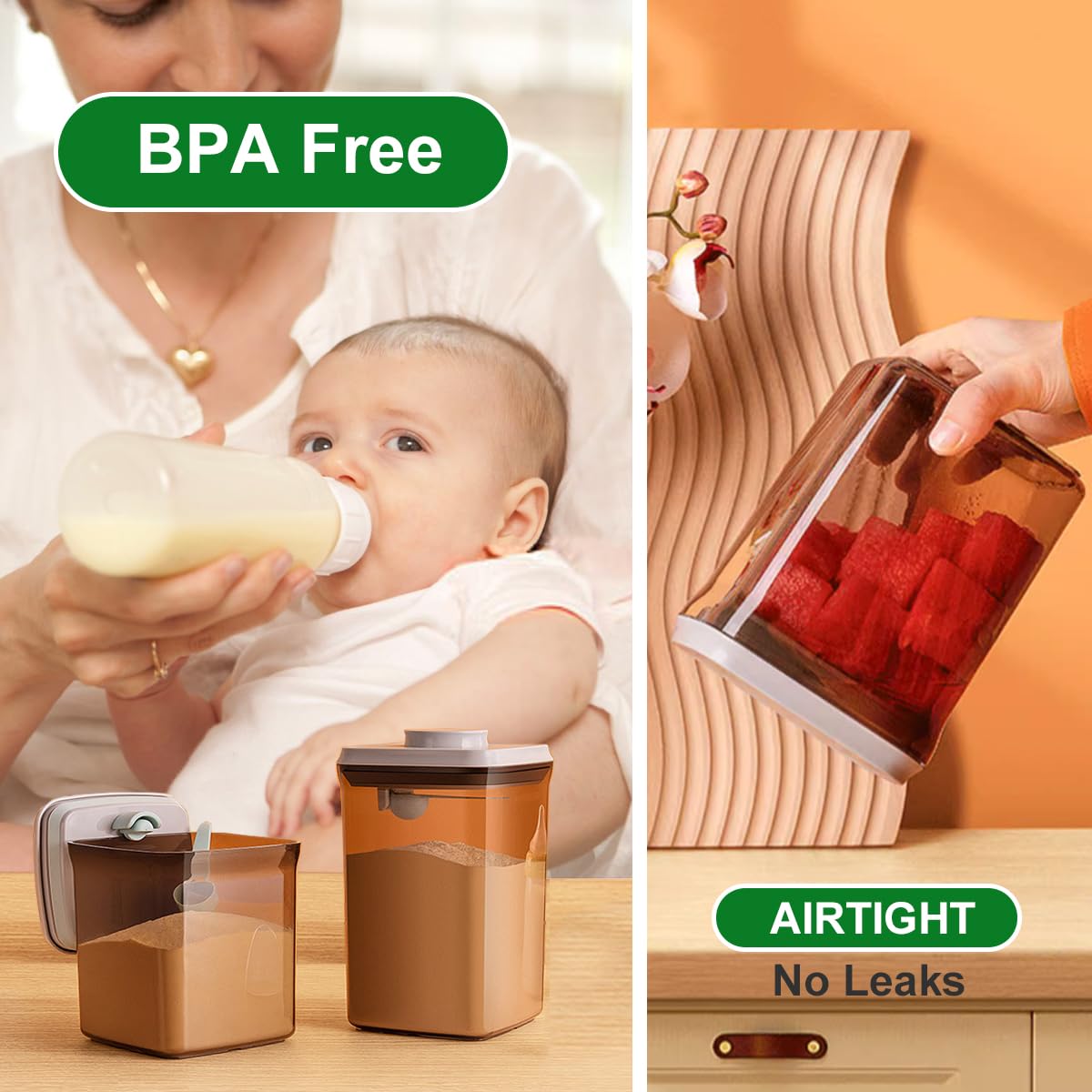 Formula Container, 1700Ml/730g Airtight Formula Dispenser, One Button Handy Pop Up Food Containers Milk Powder