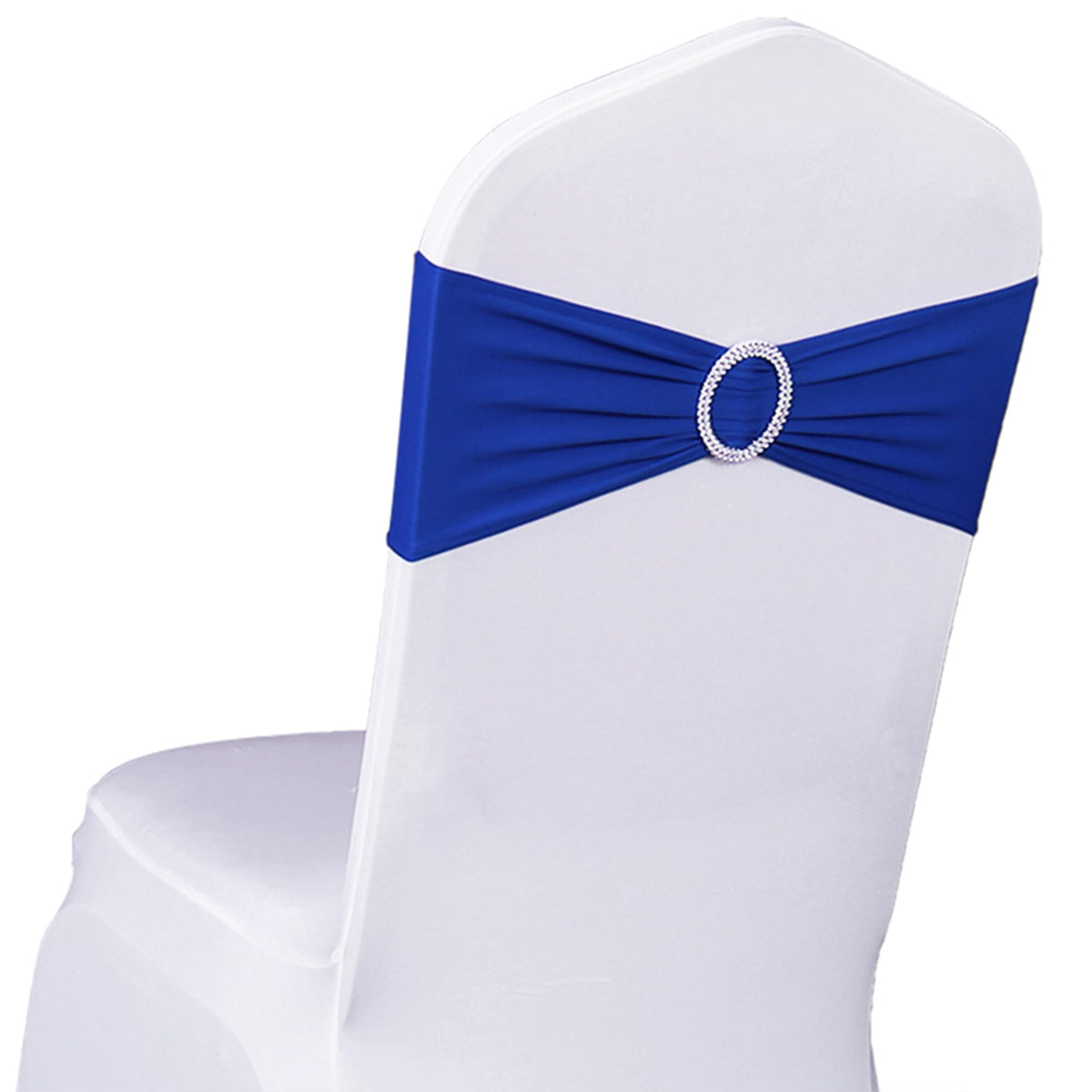 50 Pack Spandex Royal Blue Chair Sashes for Wedding Chair Bows Bands Buckle