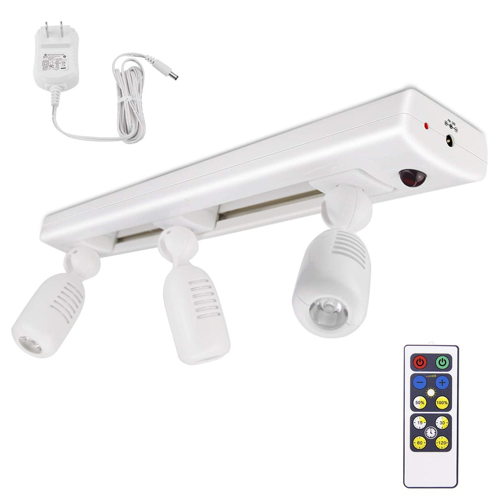 LED Track Light, Dimmable Accent Lighting with Rotatable Heads, Plug in Spotlight with Remote for Lighting up Kitchen