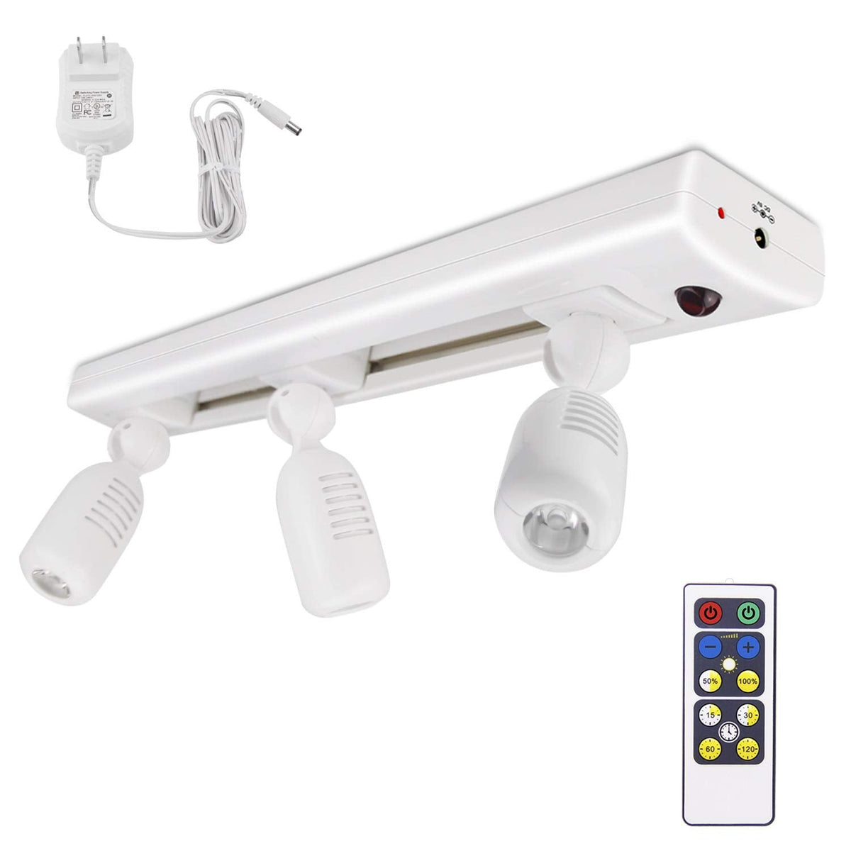 LED Track Light, Dimmable Accent Lighting with Rotatable Heads, Plug in Spotlight with Remote for Lighting up Kitchen