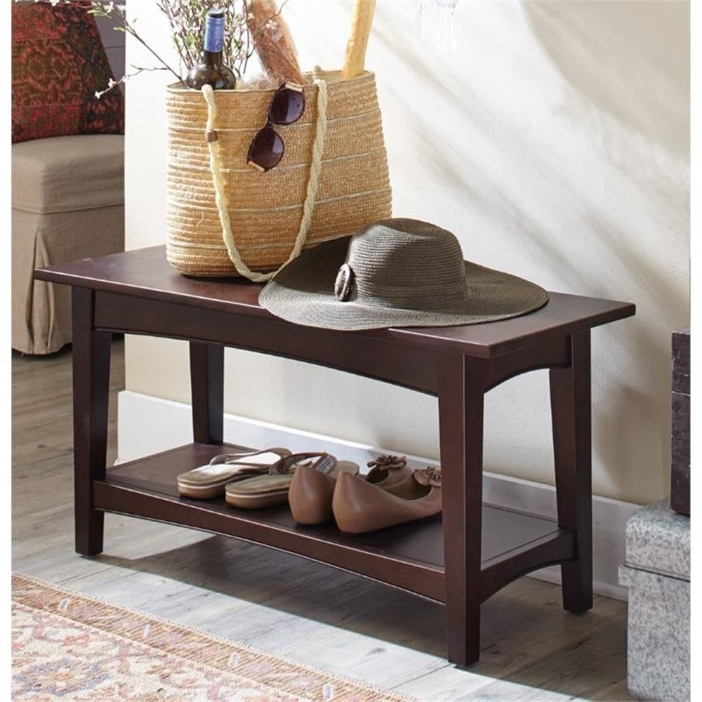 Shaker Cottage Shoe Storage Bench, Espresso, 36"W x 18"H