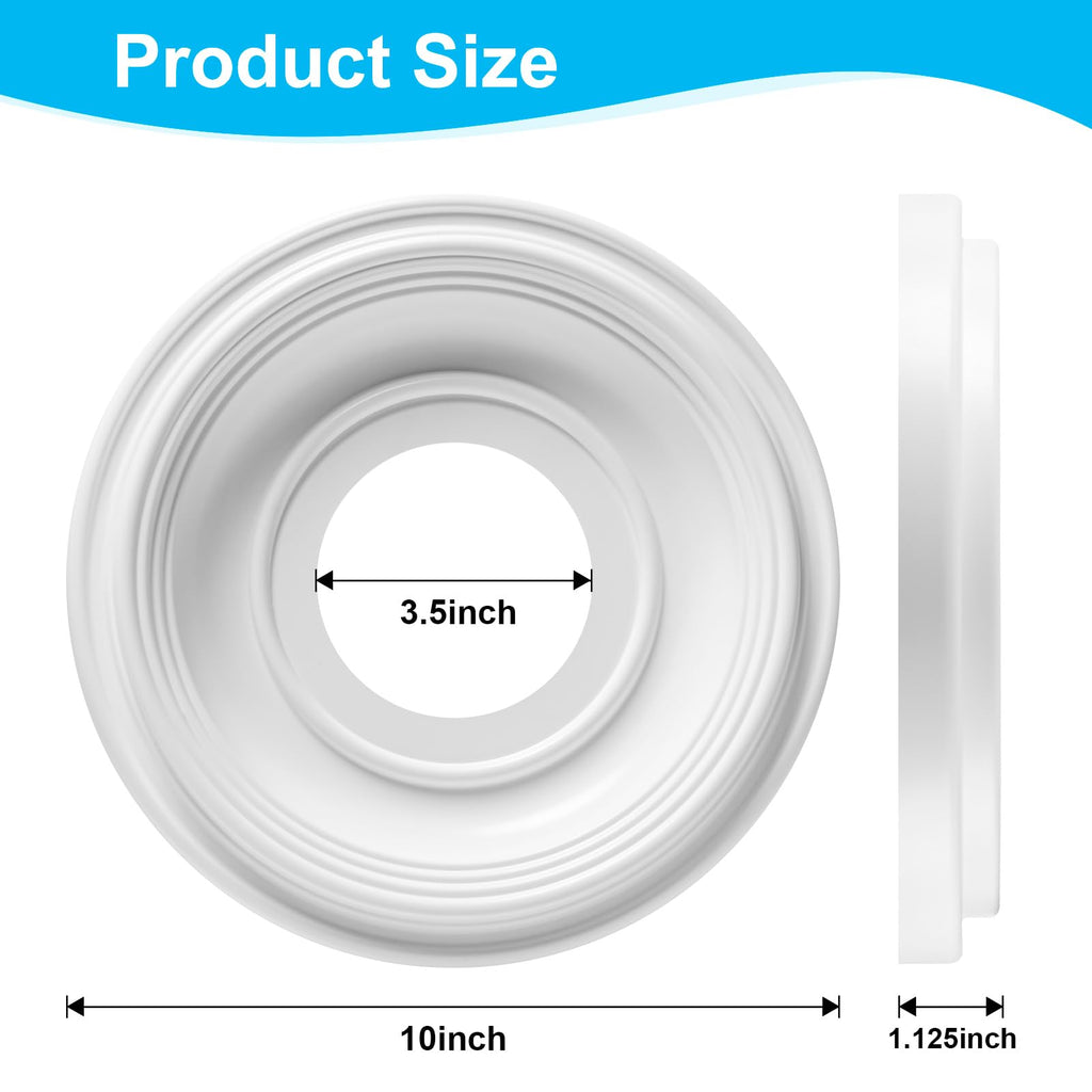 PVC Ceiling Medallion, Light Cover Plate for Ceiling Fan, 2-Pack
