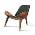 Inspired Eames Style Mid Century Modern Shell Lounge Chair, PU Leather, Tripod Plywood Solid Wood Accent Chairs, Reading