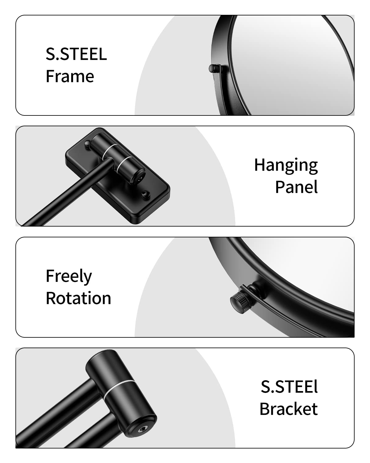 9" Large Size Wall Mount Magnifying Mirror