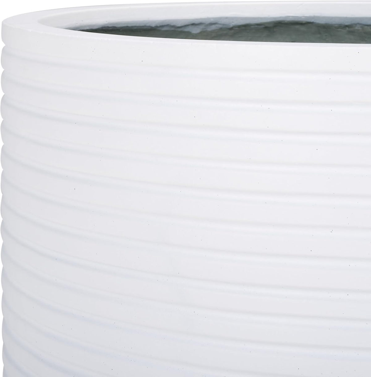 Outdoor - Nardo White Cement Ficonstone Planter Pot with Drainage Hole, Frost Resistant Garden Planter , Deck