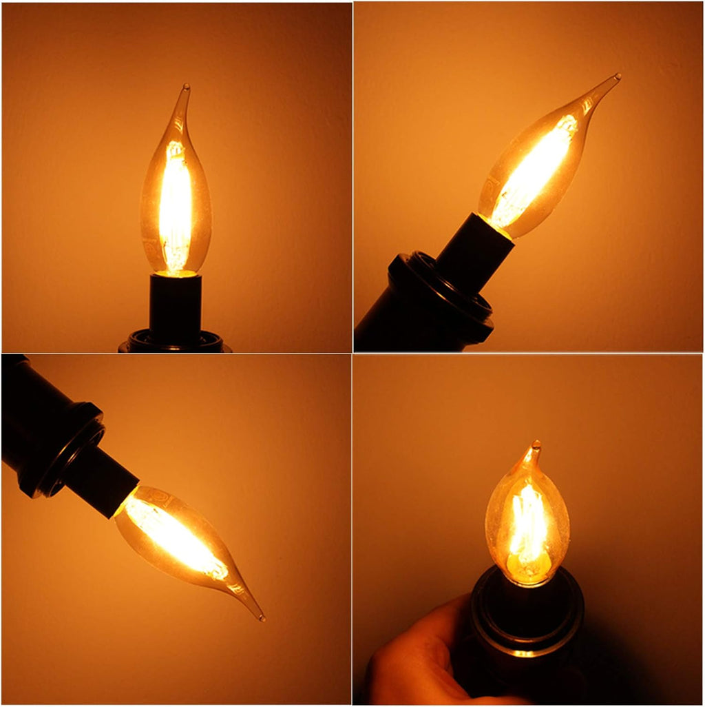 CA10 E12 Candelabra Bulb 40 watt,Amber Light Bulbs,2200K,6Pack