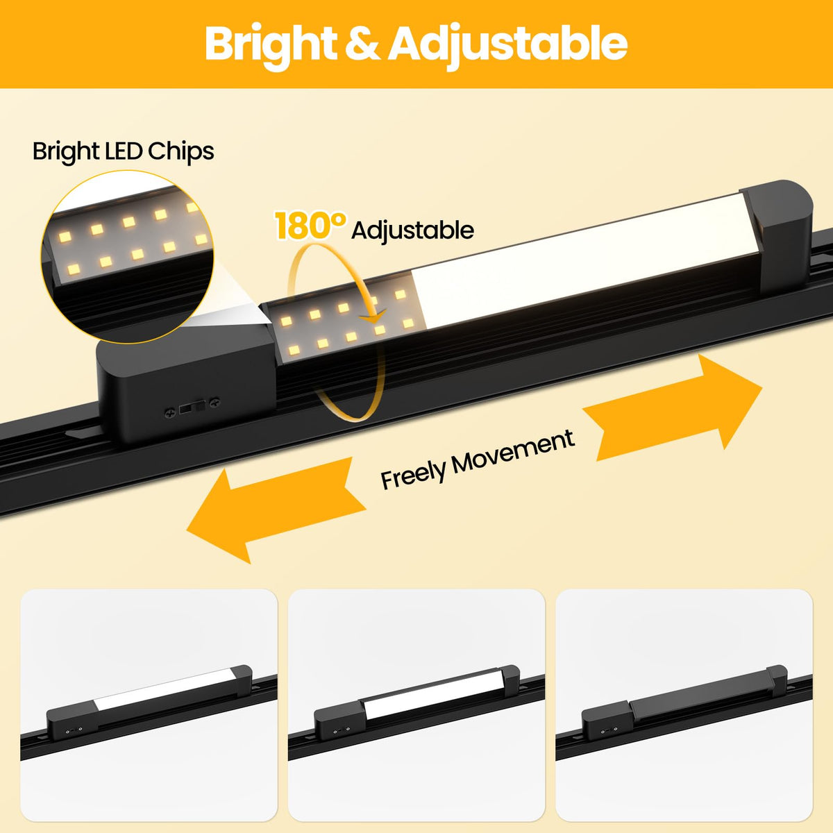 5 Color Linear H Track Lighting Heads Dimmable, Black 25W 1 Pack