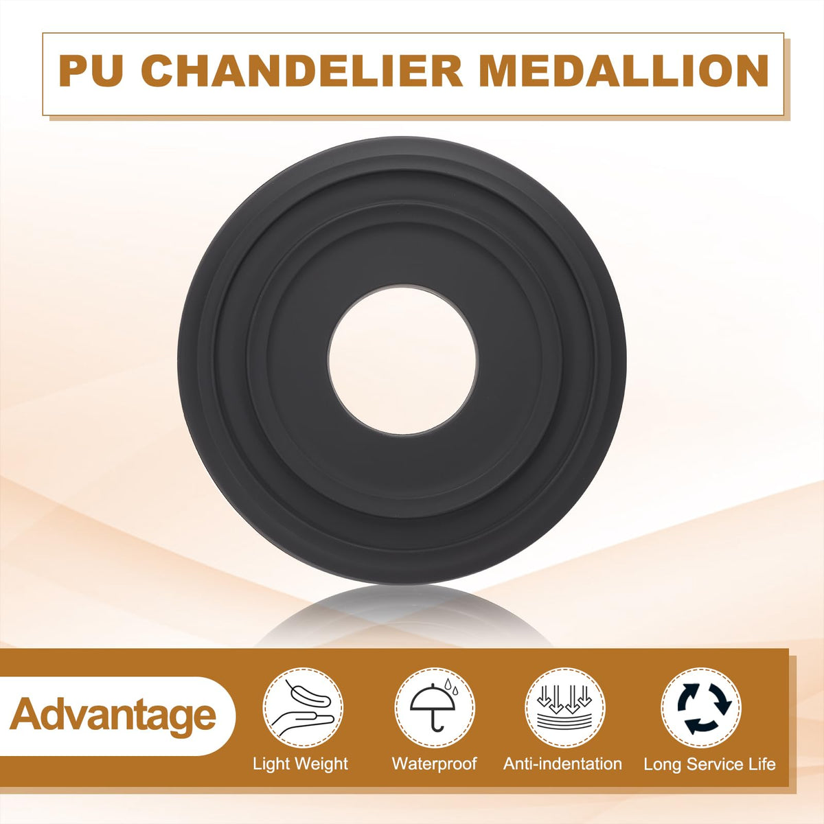 Ceiling Medallion, 12" OD x 4" ID PU Decorative Ceiling Light Medallion Chandelier Medallion Molded Ceiling Light