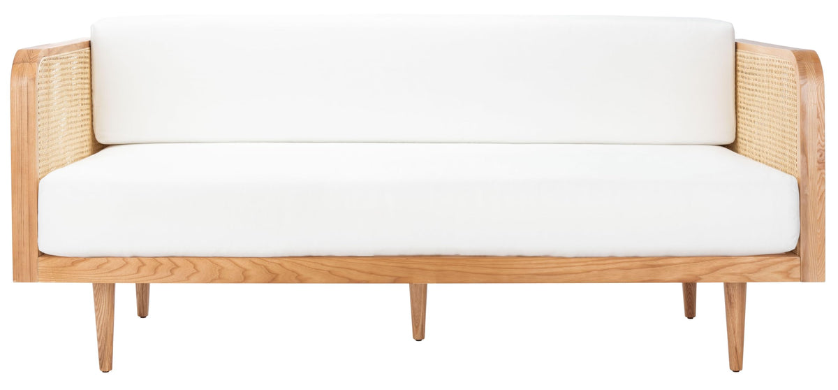 Couture Helena French Mid-Century Natural and Beige Rattan Daybed
