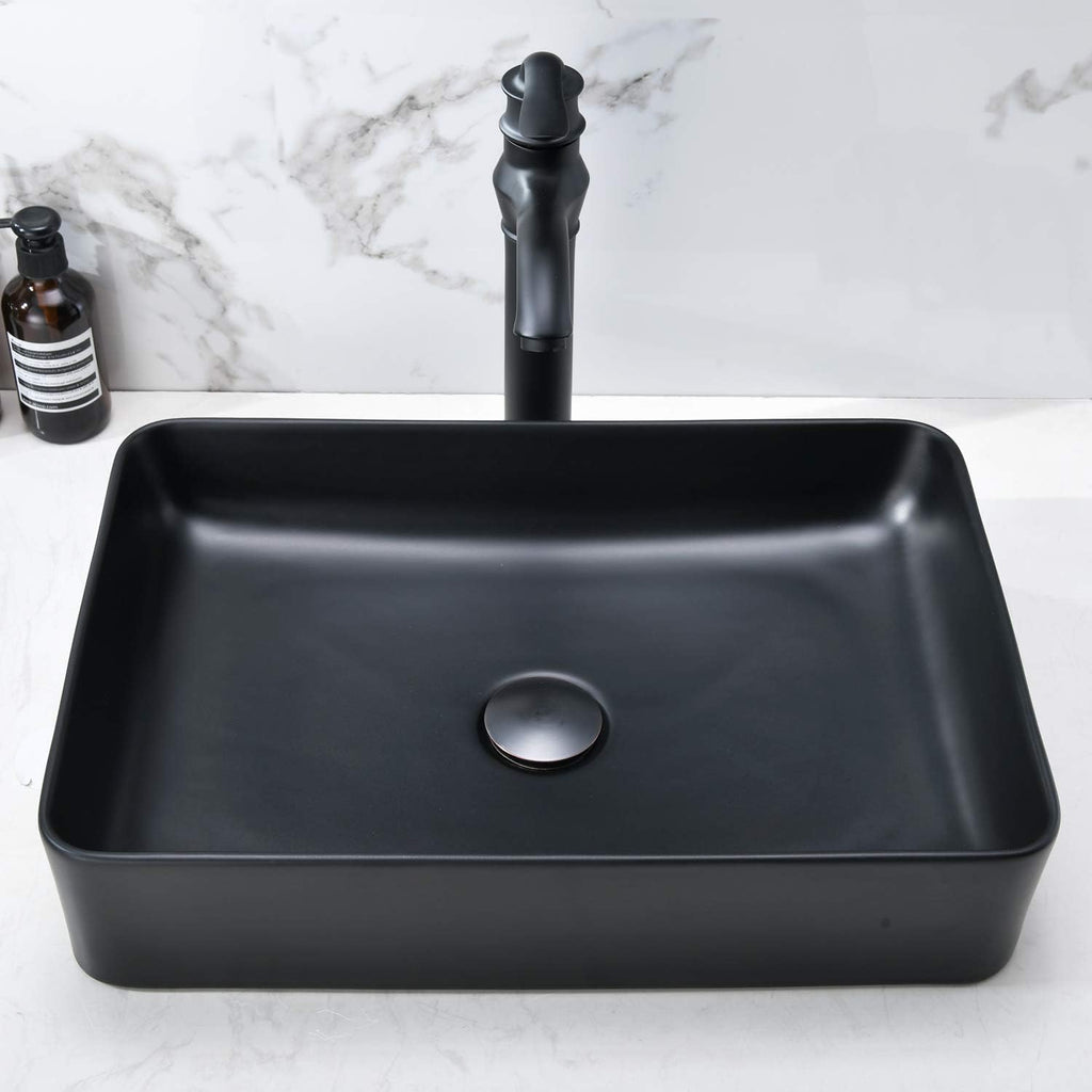 20 Inch Matte Black Vessel Sink Rectangular