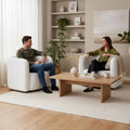 Barrel Chairs Set of 2, 39", Upholstered, Boucle, White