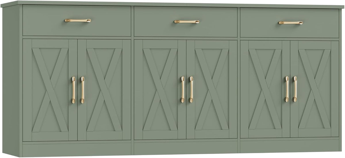 71" Large Sideboard Buffet Cabinet with Storage, Farmhouse Coffee Bar Cabinet with 3 Drawers