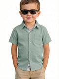 Toddler Baby Boy Short Sleeve Button Down Shirt Kid Dress Shirt