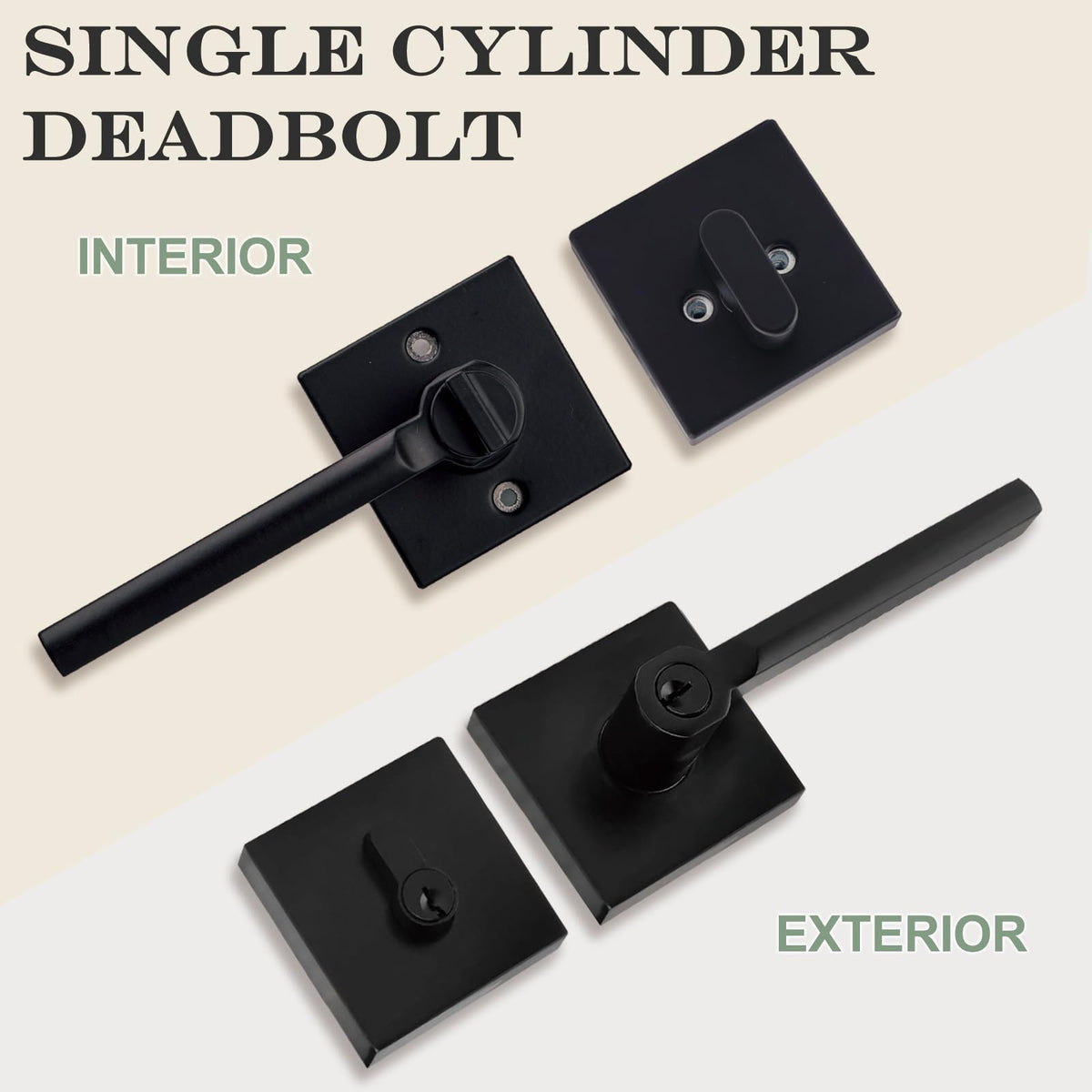 Keyed Entry Door Handle with Deadbolt, 5 Sets, Different Keys