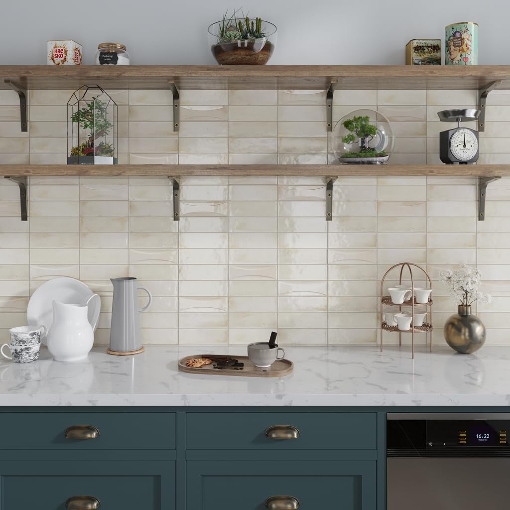 Subway Ceramic Tile White 2.58x7.9 Glossy 5.38 sq ft/case 38-Pack