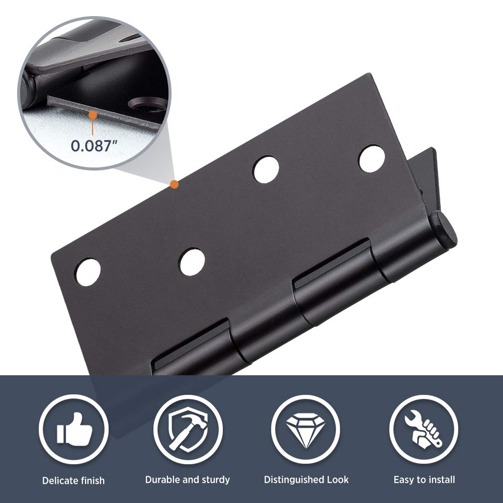 Door Hinges Oil Rubbed Bronze Hardware Hinges 4 Inch Square Black Interior Hinges for Doors 12 Pack