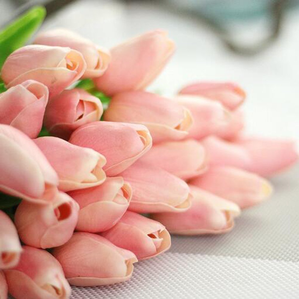 30pcs Artificial Tulip Bouquets DIY Artificial Silk Handmade Flowers Suitable Room Decoration Wedding Party