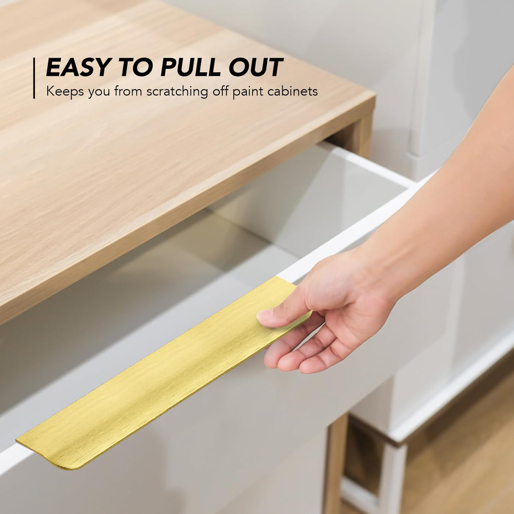 Gold Cabinet Handles Finger Edge Pulls 7.8 Inch CC 20 Pack