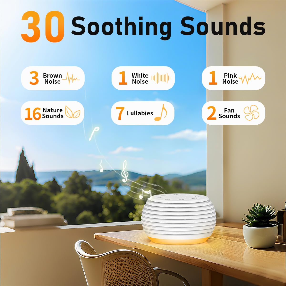 Portable Sound Machine White Noise Machine Sleep Machine with 30 32 Volume Levels 5 Timers 12 Lights Memory Function