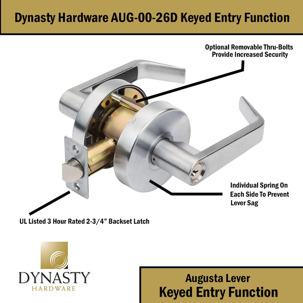 Augusta Office/Entry Lever Lockset, ADA, Grade 2, Satin Chrome