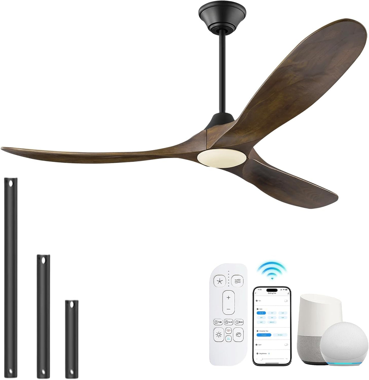 52" Outdoor Smart Ceiling Fan with Light