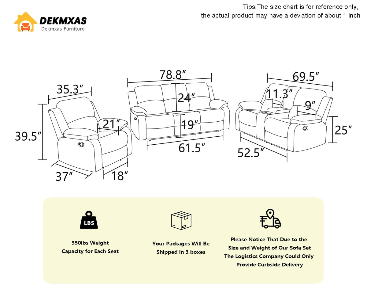 2PCS Manual Recliner Sofa Set Living Room Furniture Sets Bonded Leather Reclining Couch Set Modern Sofa and Loveseat