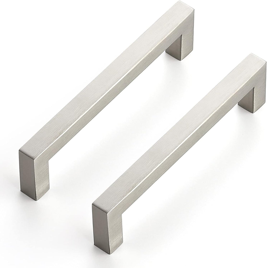 30 Pack 5 Inch Kitchen Square Cabinet Handles Brushed Nickel Drawer Pulls Hardware