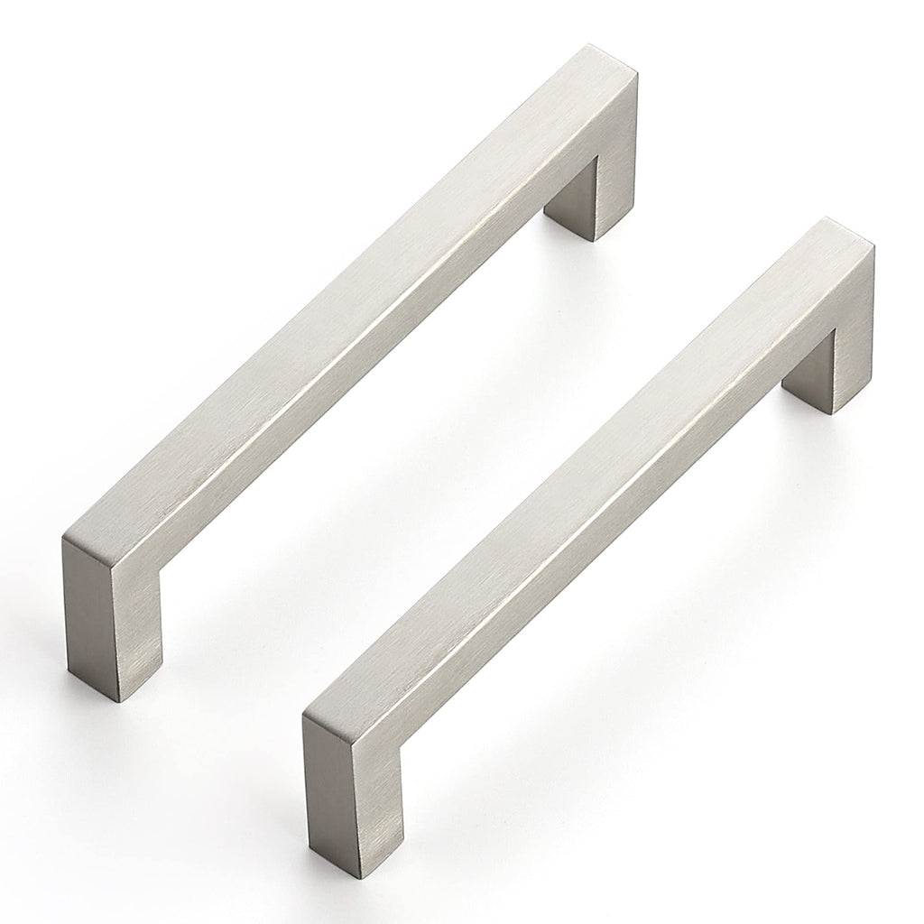 Brushed Nickel Square Cabinet Handles & Pulls 5 Inch 3 Pack
