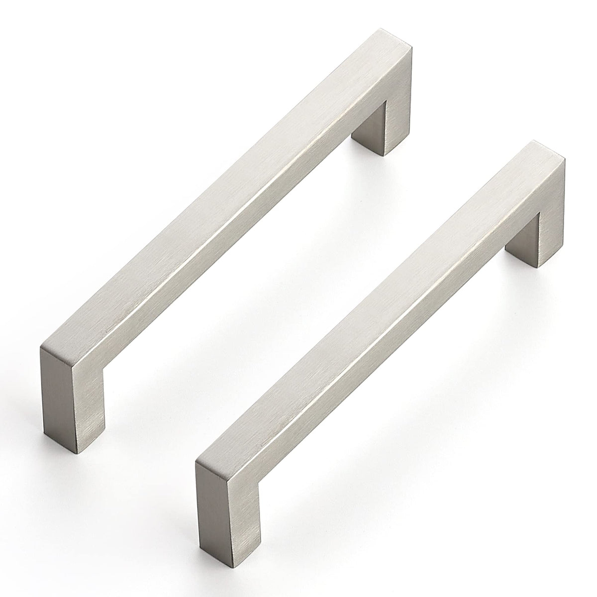 Brushed Nickel Square Cabinet Handles & Pulls 5 Inch 3 Pack