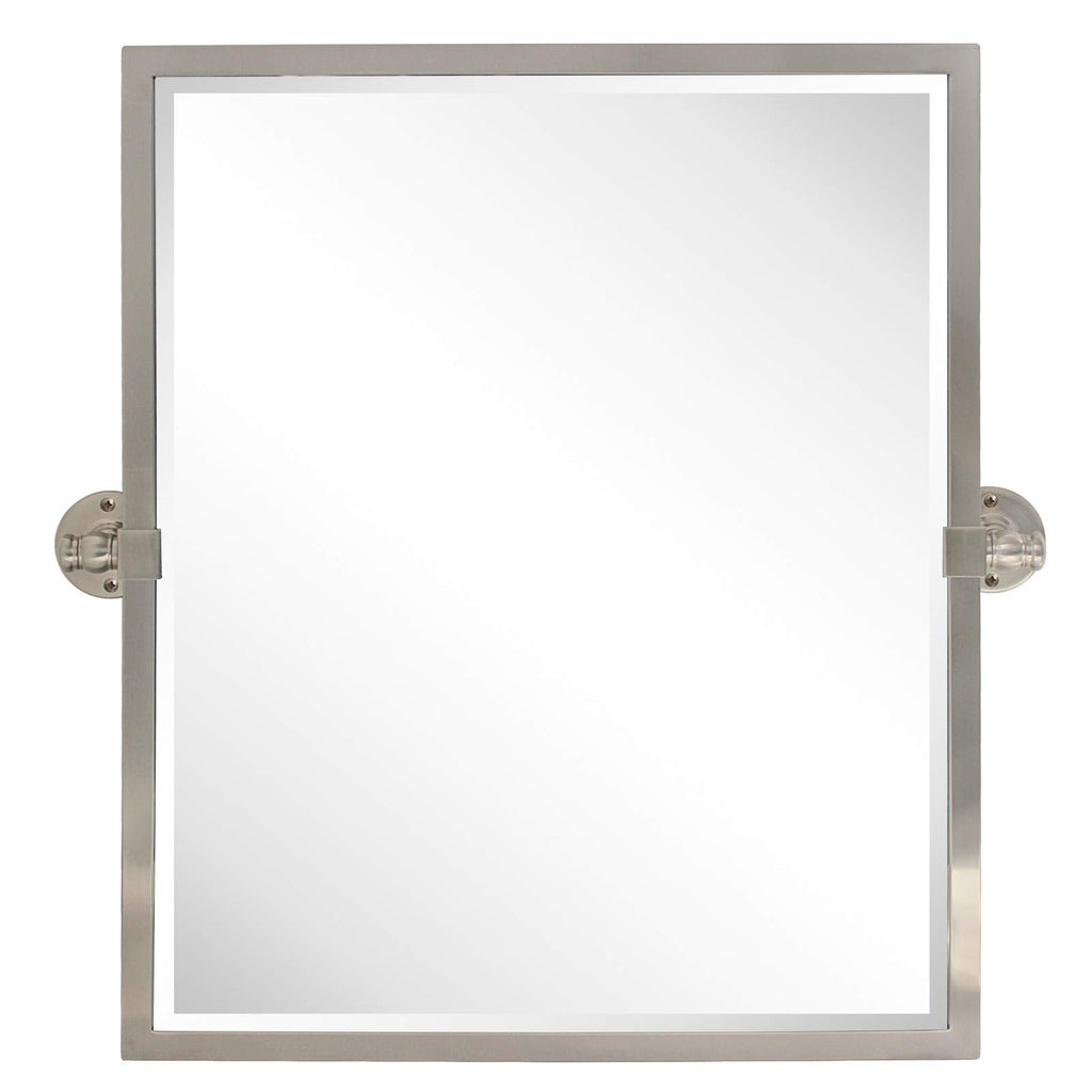 Pivot Mirror Brushed Nickel Tilt Rectangle Bathroom Mirror Tilting Metal Framed Beveled Vanity Mirrors, Overall 23.9