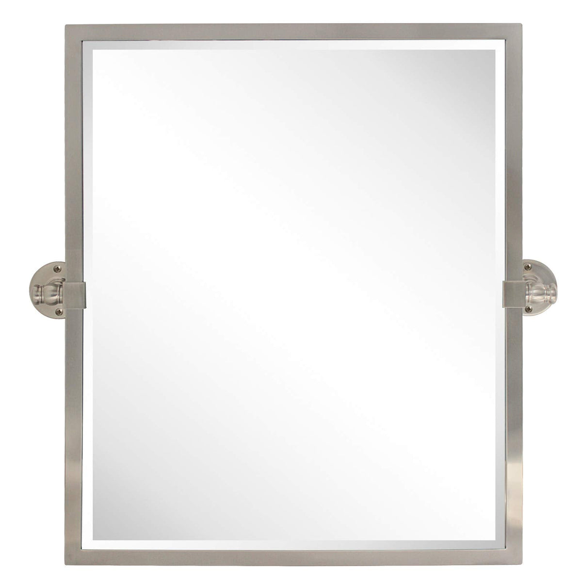 Pivot Mirror Brushed Nickel Tilt Rectangle Bathroom Mirror Tilting Metal Framed Beveled Vanity Mirrors, Overall 23.9