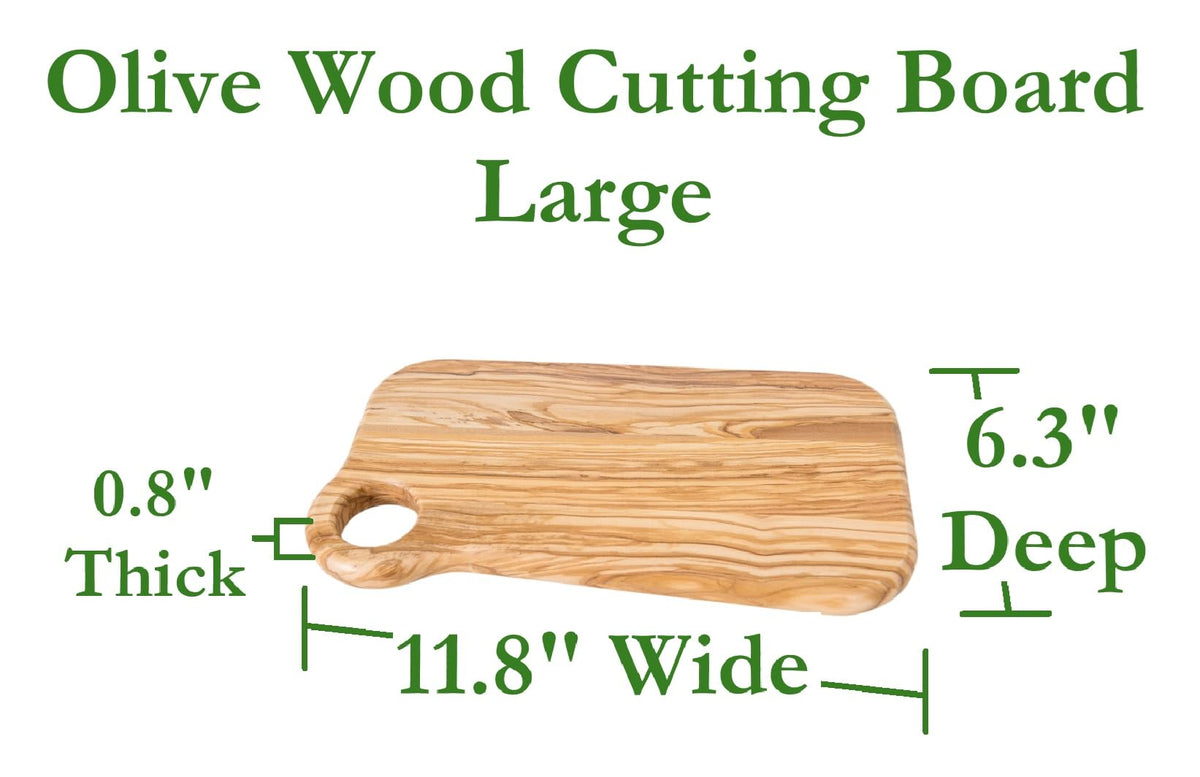Olive Wood Cutting and Serving Board with Rounded Edges for Hors D'oeuvres, Cheeses, Meats or Snacks, Large, 11.8" x