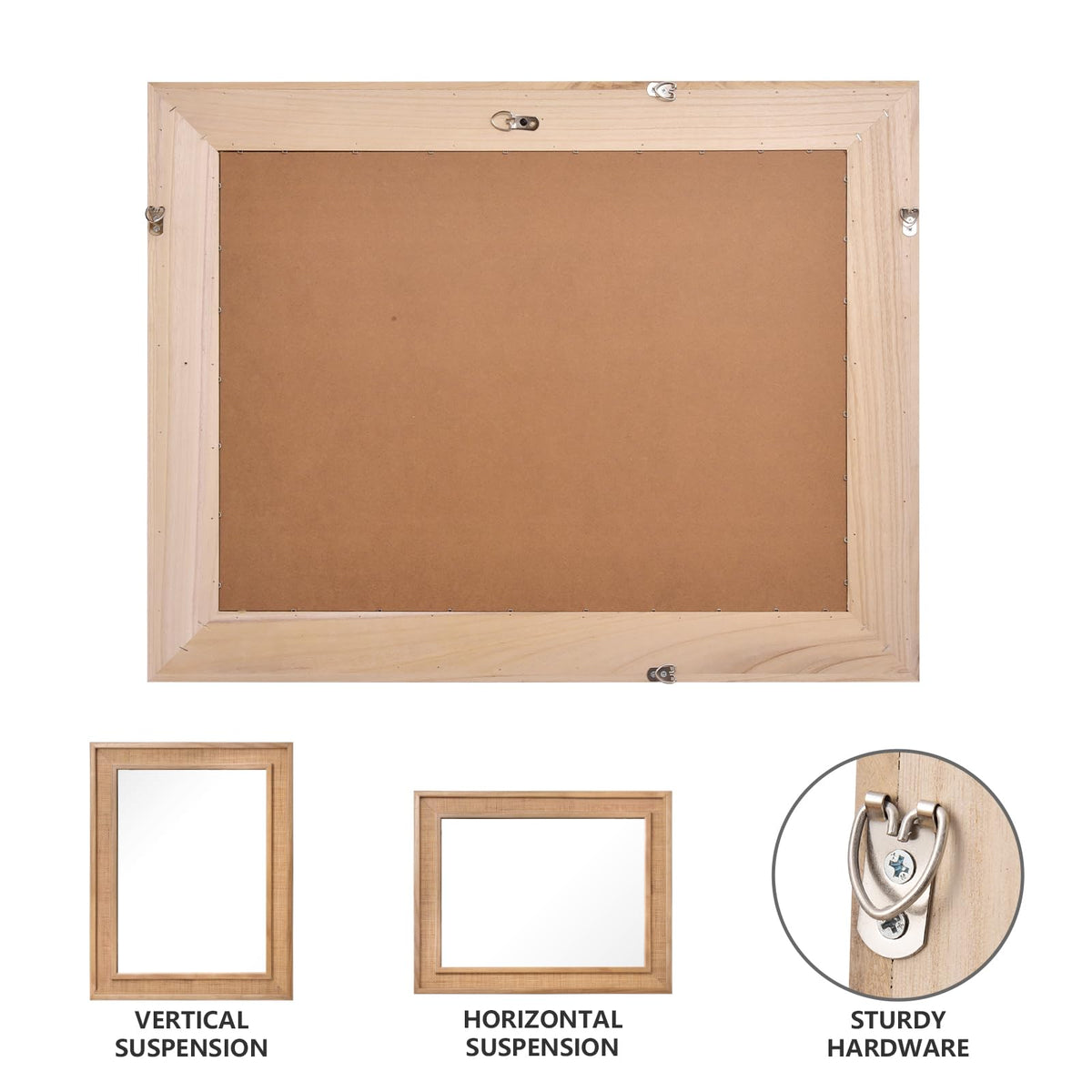 Rattan Wall Mounted Mirror 24"x32" Wood Framed Farmhouse Hanging Bathroom Mirror Decorative Rectangle Wall Mirror