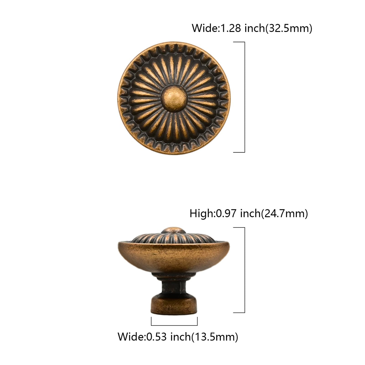 6 Pack Brushed Antique Brass Kitchen Cabinet Knobs