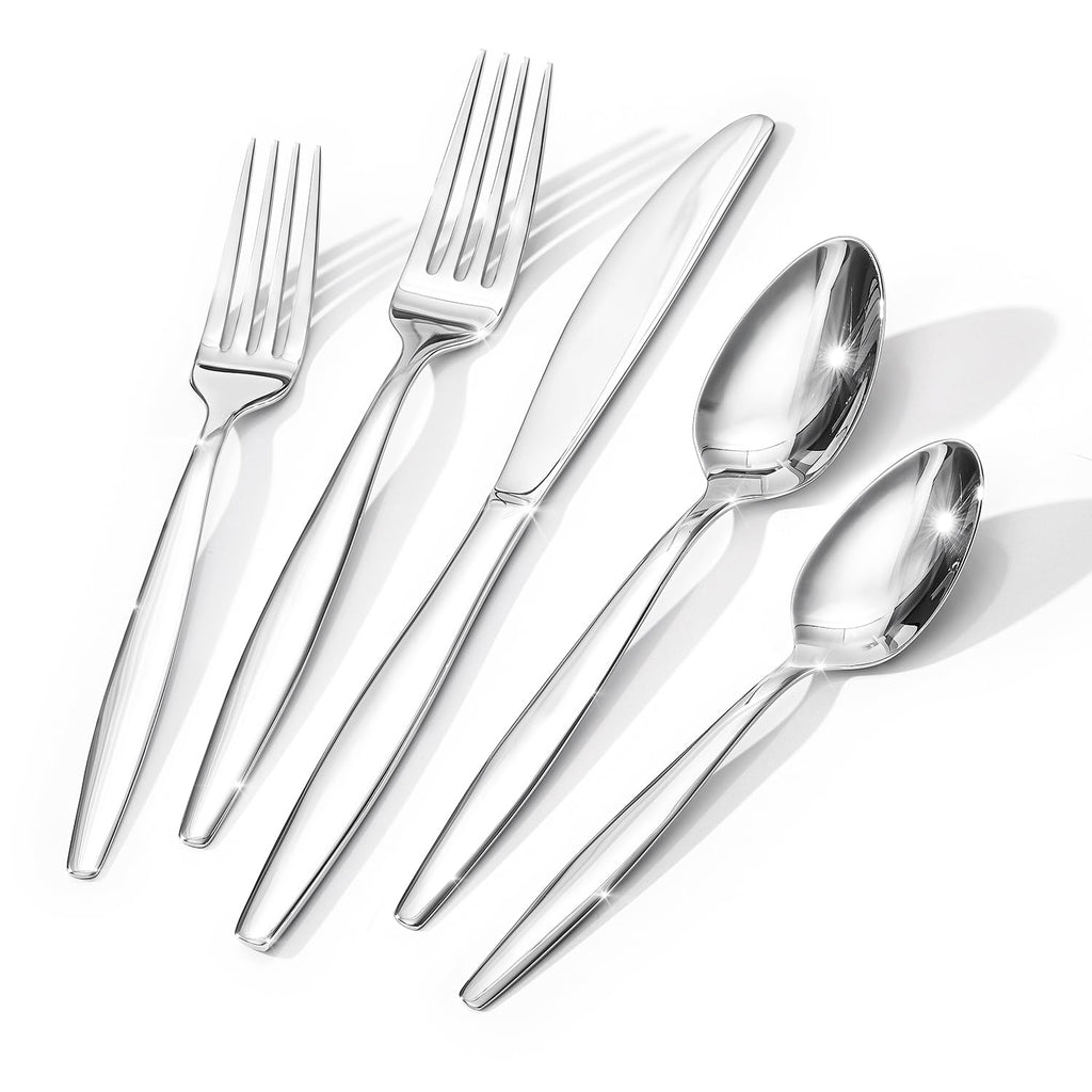 Silverware Set, Premium Stainless Steel Flatware Set (Silver, 10-Piece)