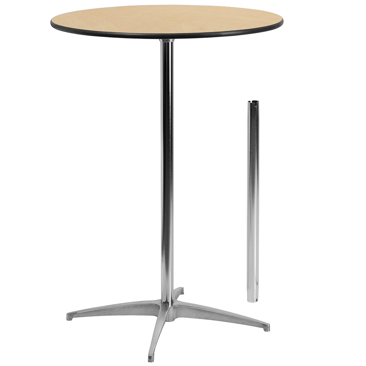 Lars 30" Round Cocktail Table with 30" and 42" Columns, Adjustable Standard or Bar Height Round Table for Events or