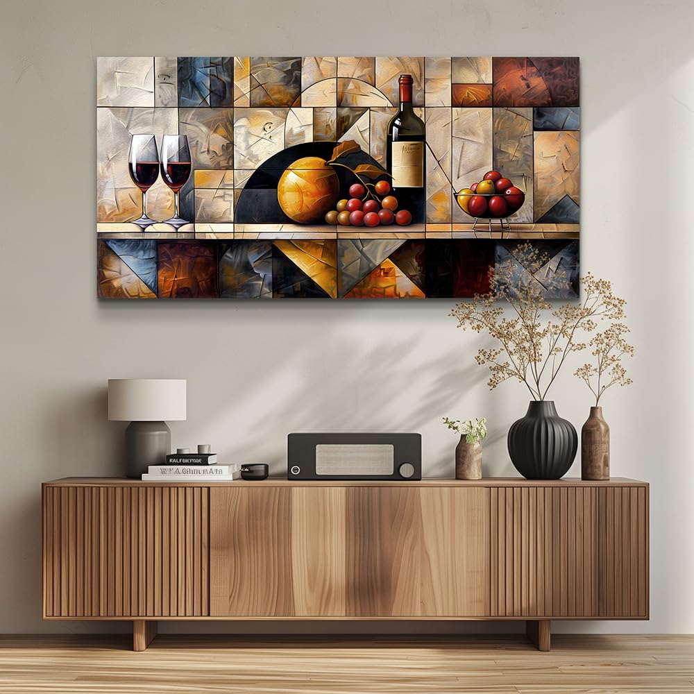 Canvas Wall Art Wall Decor Kitchen Wall Decoration Wine Glass Landscape Painting Farmhouse Pictures Artwork Room