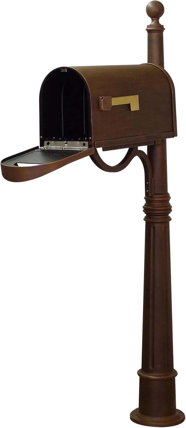 Classic Curbside Mailbox with Aluminum Post - Copper Mailbox with Ashland Post