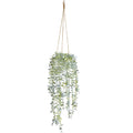 Decorative Hanging Plants for Shelf, Faux Ivy Eucalyptus Vine, Fake Greenery in White Pot with Lanyard (Full, Large