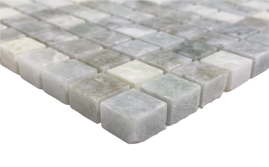 Light Ming Green Yellowish and Onyx and Grey Marble Polished Mini Square 5/8x5/8 Mosaic Tiles Backsplash Bathroom
