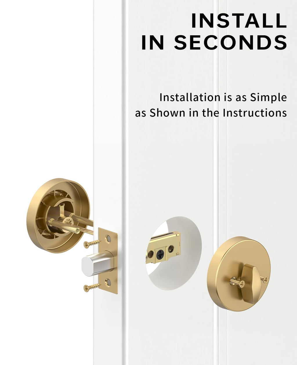 1 Pack Champagne Bronze Deadbolt Lock, Round Exterior Keyed Front Entry Door, Exterior Door Security, Door Lock Set