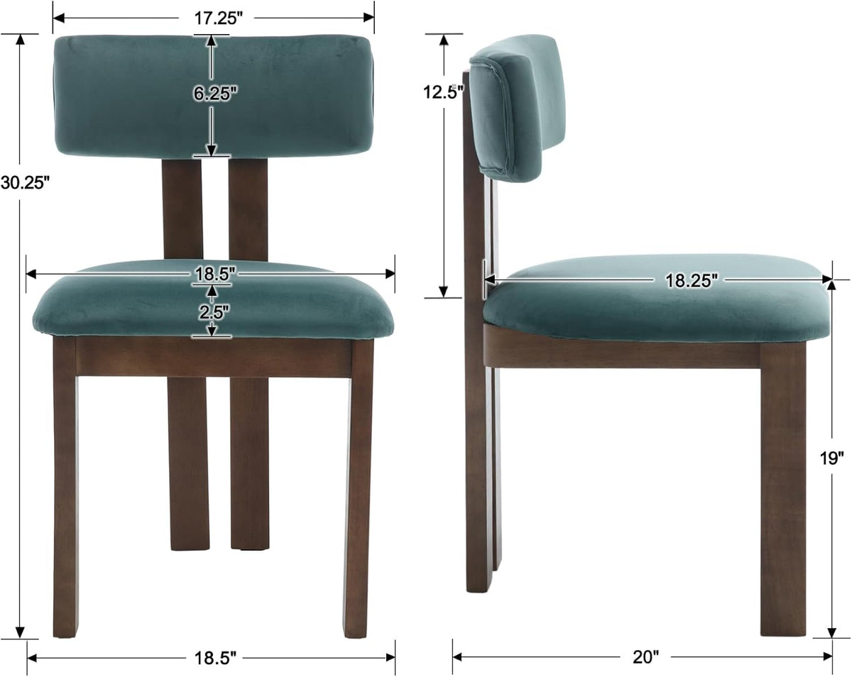 Velvet Dining Chairs Set of 4, Modern Upholstered Wood Dining Chairs for Kitchen or Dining Room, Green