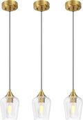 Pendant Lights Kitchen Island, Brushed Gold Pendant Light Fixtures with E26 Base & Adjustable Cable, Modern Pendant
