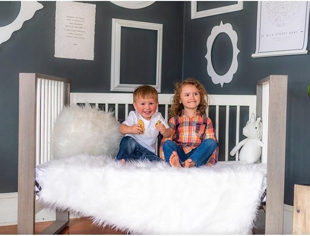 Crib Skirt Split Corners Crib Skirt Dust Ruffle 4 Sides Perfect Nursery Bedding for Baby Boy or Baby Girl, Fit All