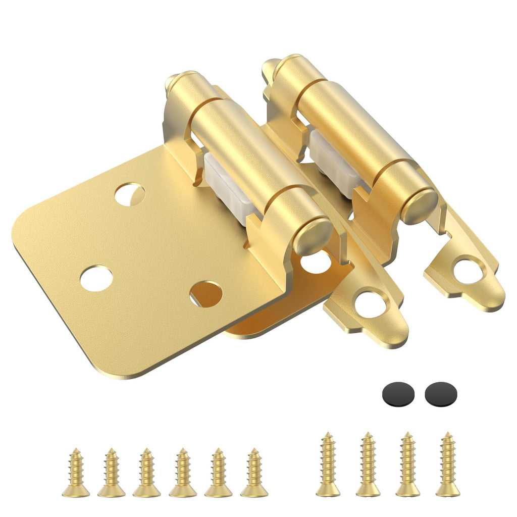 1/2" Overlay Cabinet Hinges, 10 Pack Self Closing Flush Mount Hinges with Door Bumper, Variable Decorative Hardware