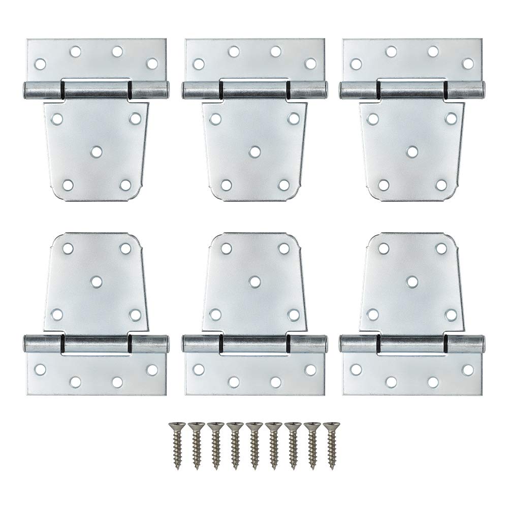 3-1/2" Heavy Duty Gate Hinges, 6 Pack T Strap Hinge, Zinc Plated