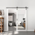 36in x 80in Mirror Barn Door with 6.6FT Hardware Kit, White